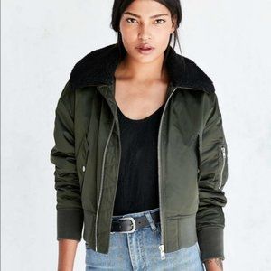 Urban Outfitters Silence + Noise Green Crop Bomber Jacket Size S